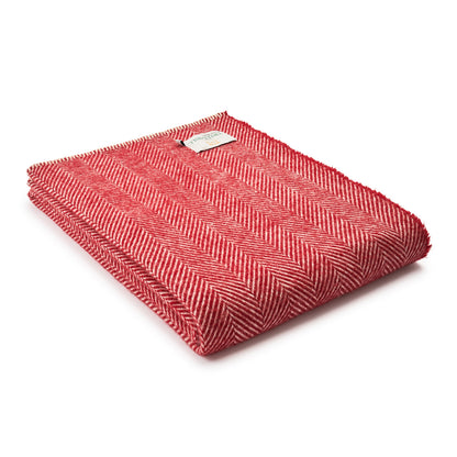 Fishbone Red Blanket Stitch Throw By Tweedmill