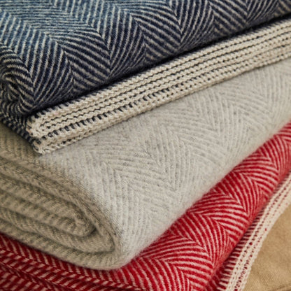 Fishbone Red Blanket Stitch Throw By Tweedmill