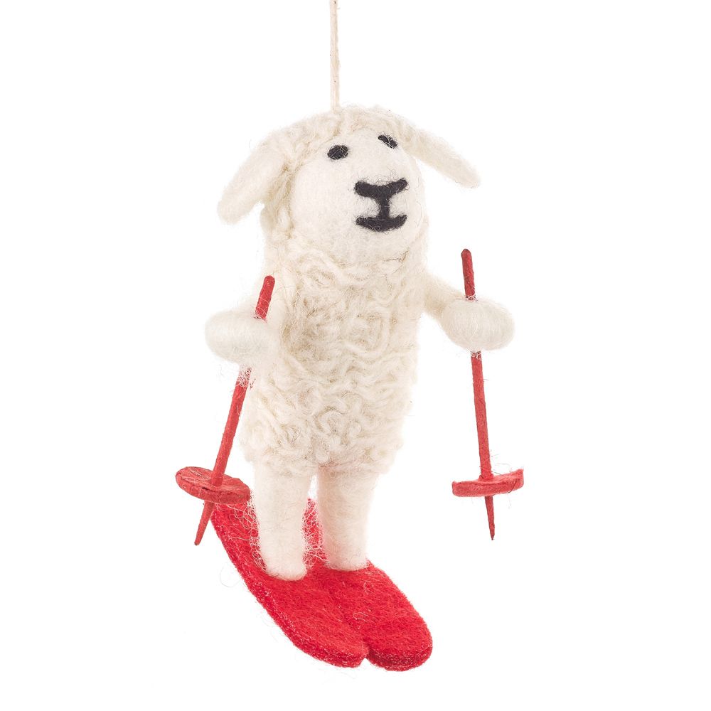 Felt Skiing Sheep Tree Decoration