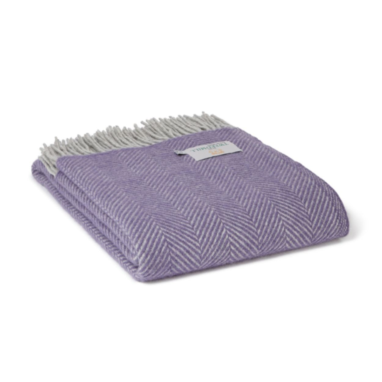 Lavender & Silver Herringbone Throw By Tweedmill