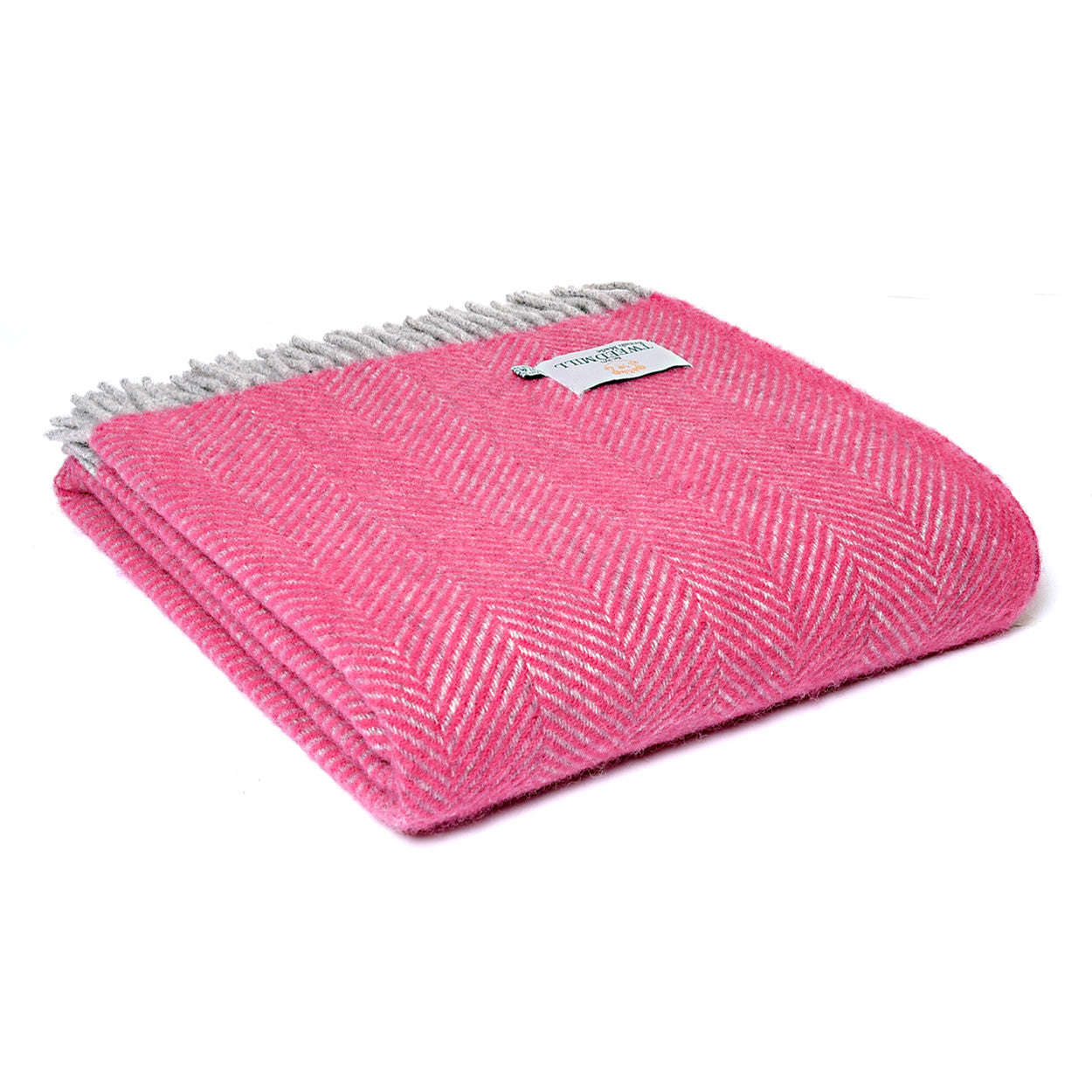 Pink & Silver Herringbone Throw By Tweedmill