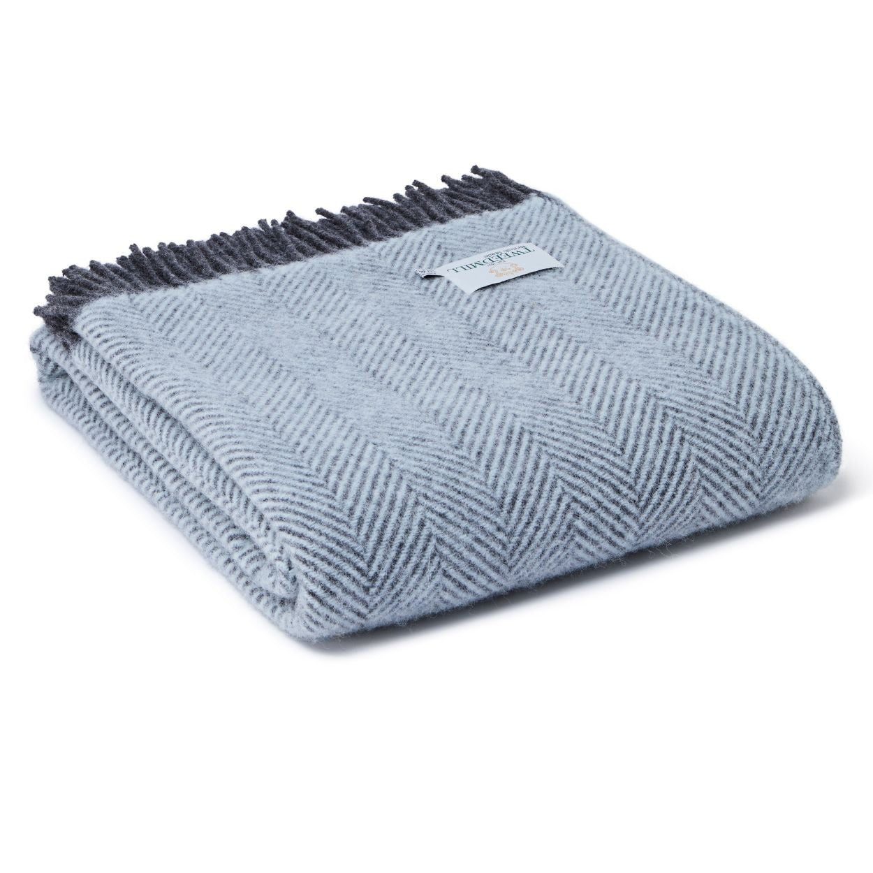 Blue & Charcoal Herringbone Throw By Tweedmill