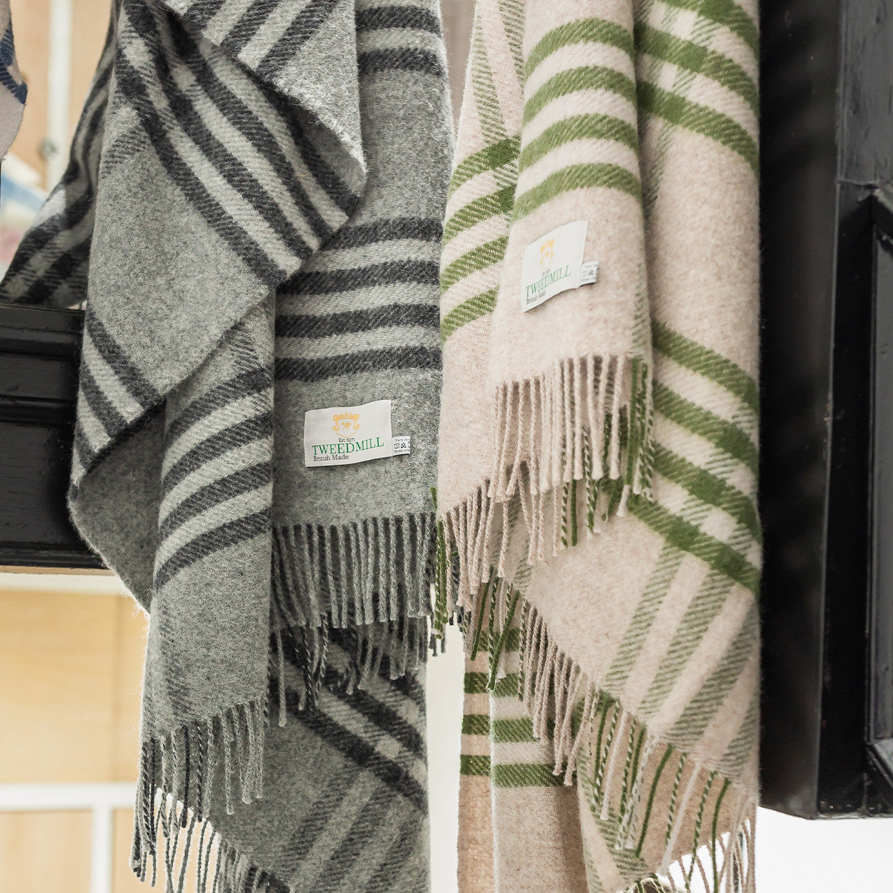 Hex Check Olive Throw By Tweedmill