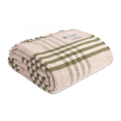 Hex Check Olive Throw By Tweedmill