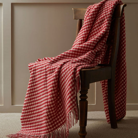 Red Houndstooth Throw By Tweedmill