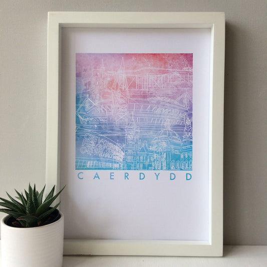 Caerdydd Pink & Blue Print