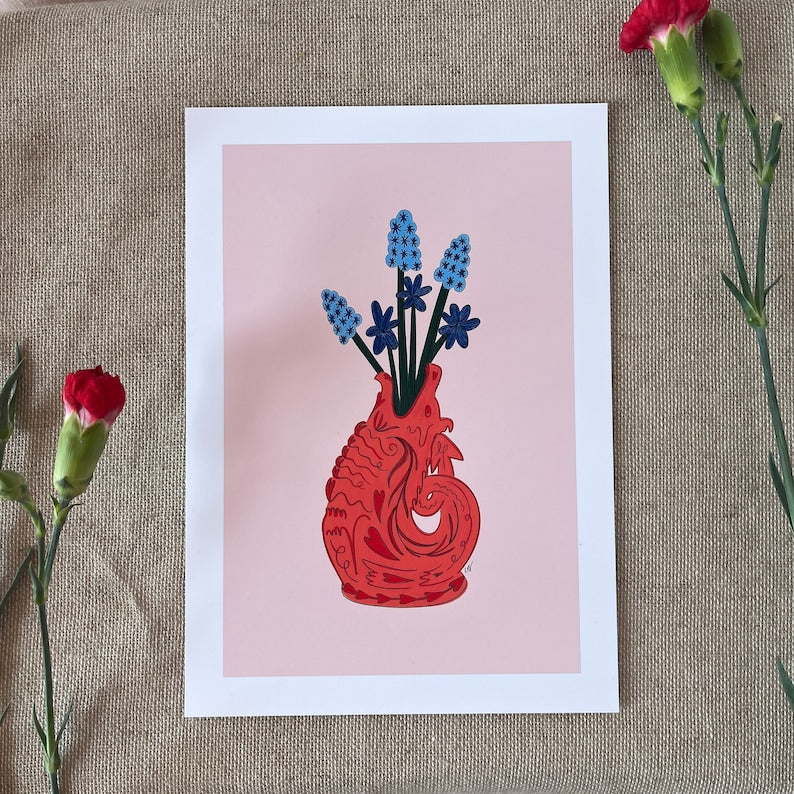 Dragon Vase Print A4