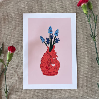 Dragon Vase Print A4
