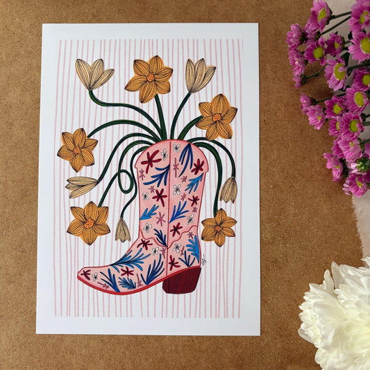 Cowboy Boot Print A4