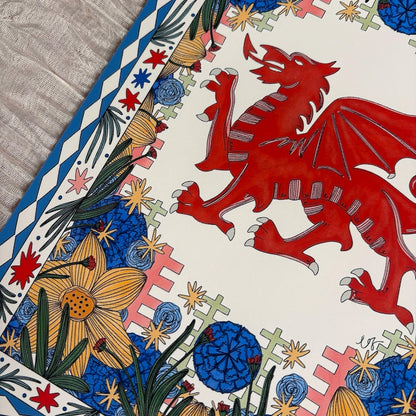 Botanical Y Ddraig Goch Print A4
