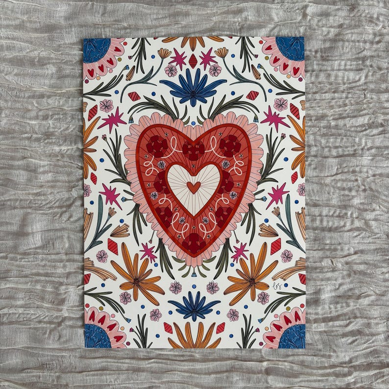 Llanddwyn Heart Print A4
