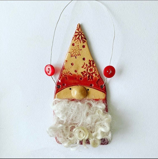 Nadolig Llawen Ceramic  Santa Decoration