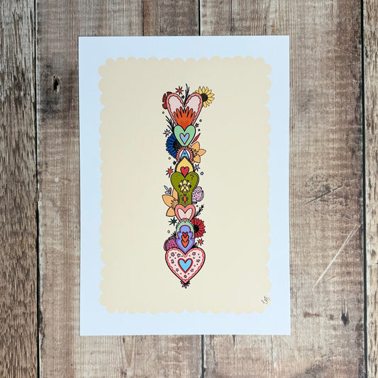 Colourful Lovespoon Print A4