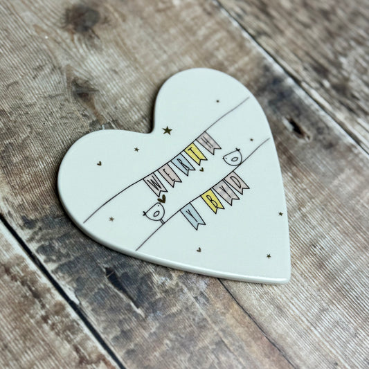 Werth Y Byd Porcelain Heart Coaster