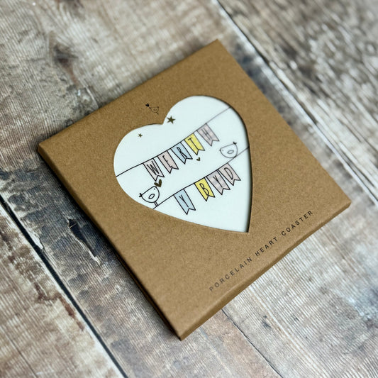 Werth Y Byd Porcelain Heart Coaster