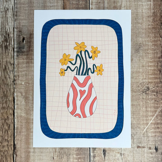 Daffodil In Vase Print A4