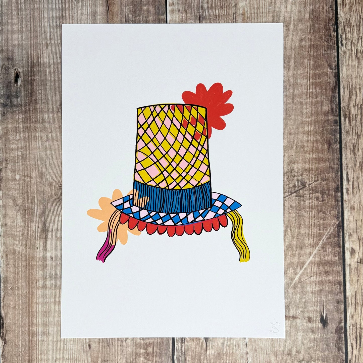Welsh Lady Hat Print A4