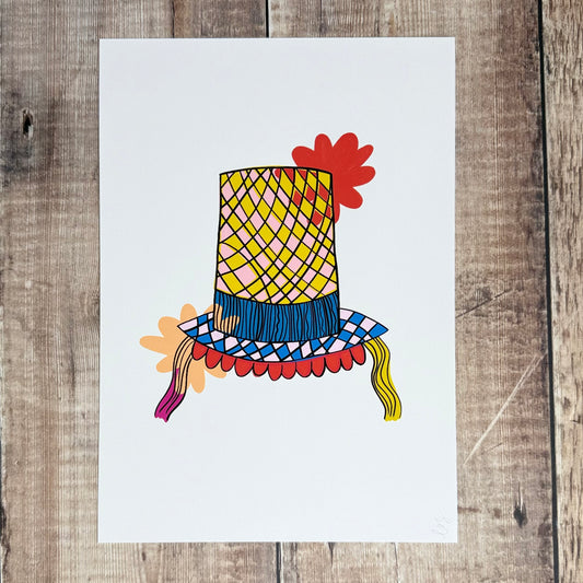 Welsh Lady Hat Print A4