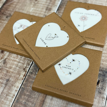 Cariad Porcelain Heart Coaster