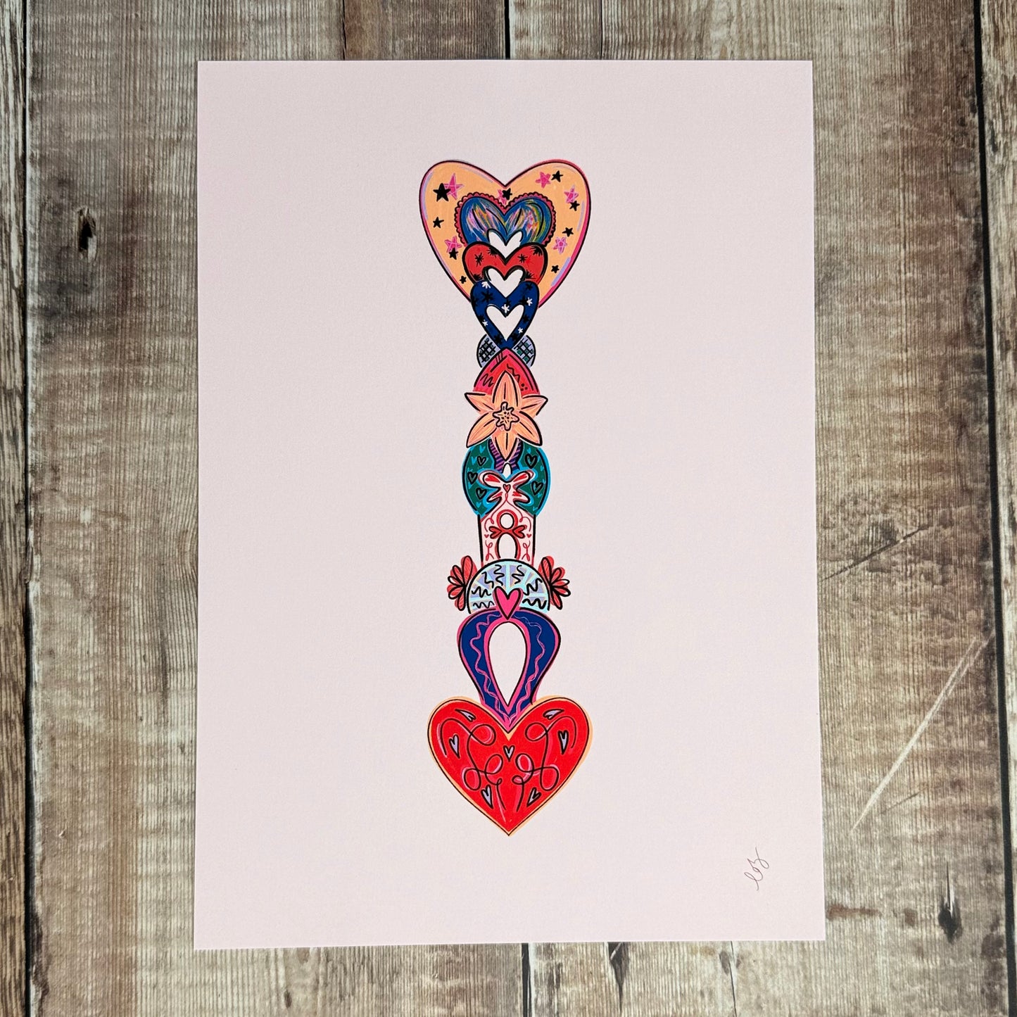 Pink Lovespoon Print A4