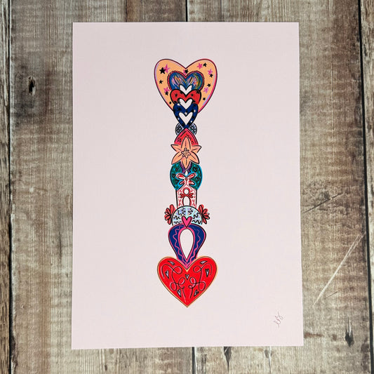 Pink Lovespoon Print A4