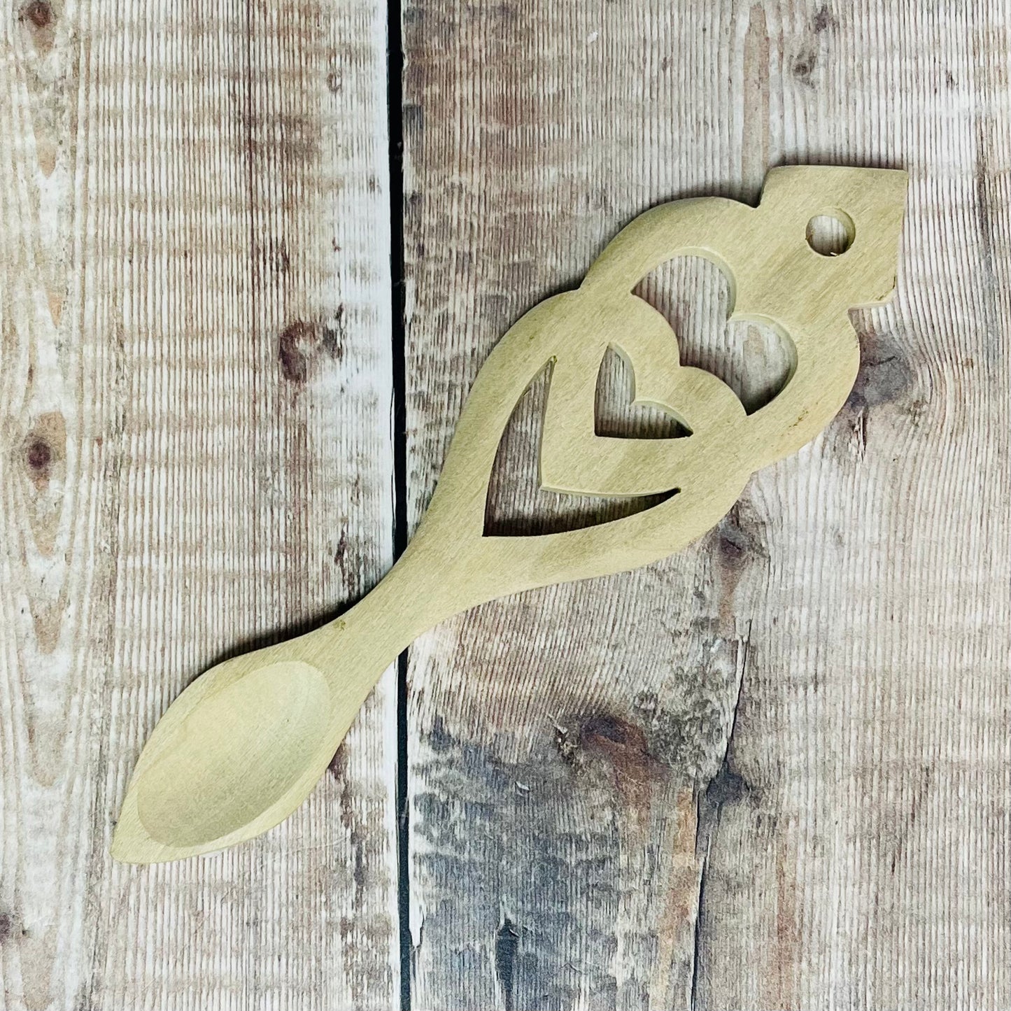 Large Overlapping Hearts Lovespoon - Light Tone