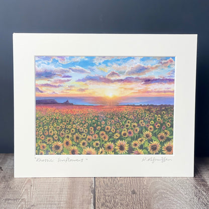 'Rhossili Sunflowers' Welsh Art Print