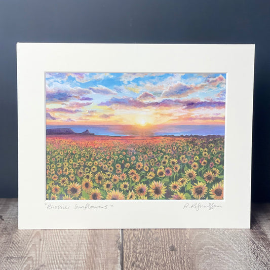 'Rhossili Sunflowers' Welsh Art Print