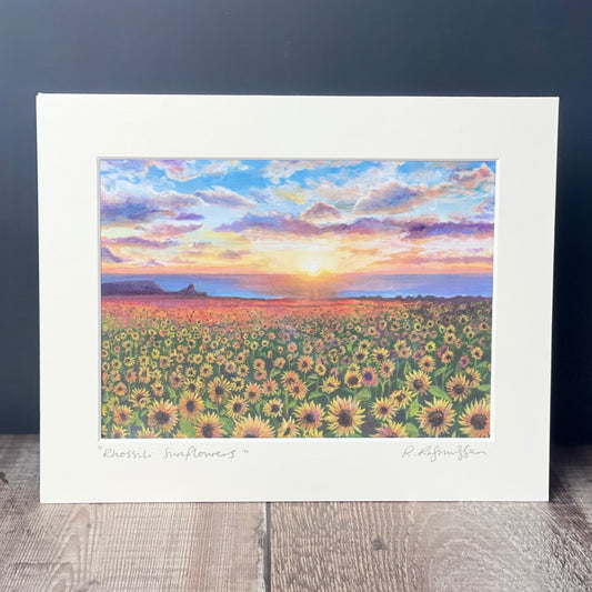 'Rhossili Sunflowers' Welsh Art Print