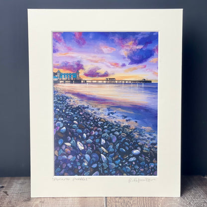 Purple 'Penarth Pebbles' Welsh Art Print