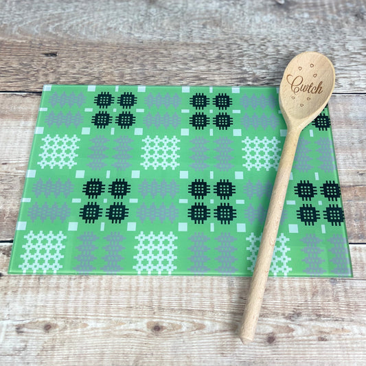 Green Tapestry Glass Chopping Board