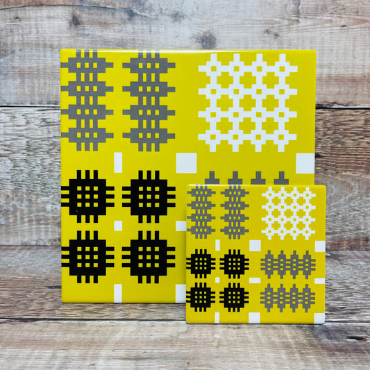 Yellow Tapestry Print Trivet