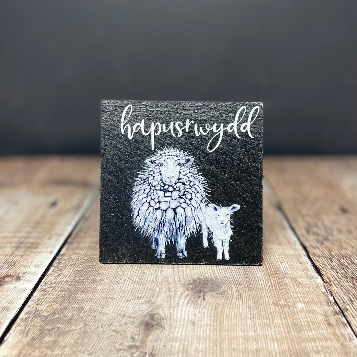 Hapusrwydd Slate Sheep Coaster