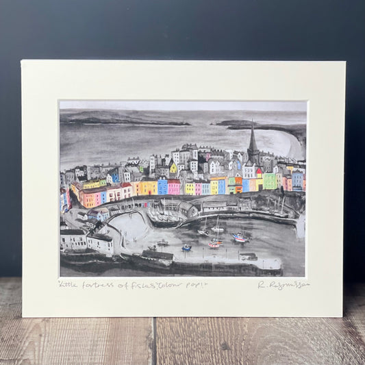 'Fortress of Fish' Pop of Colour Welsh Art Print