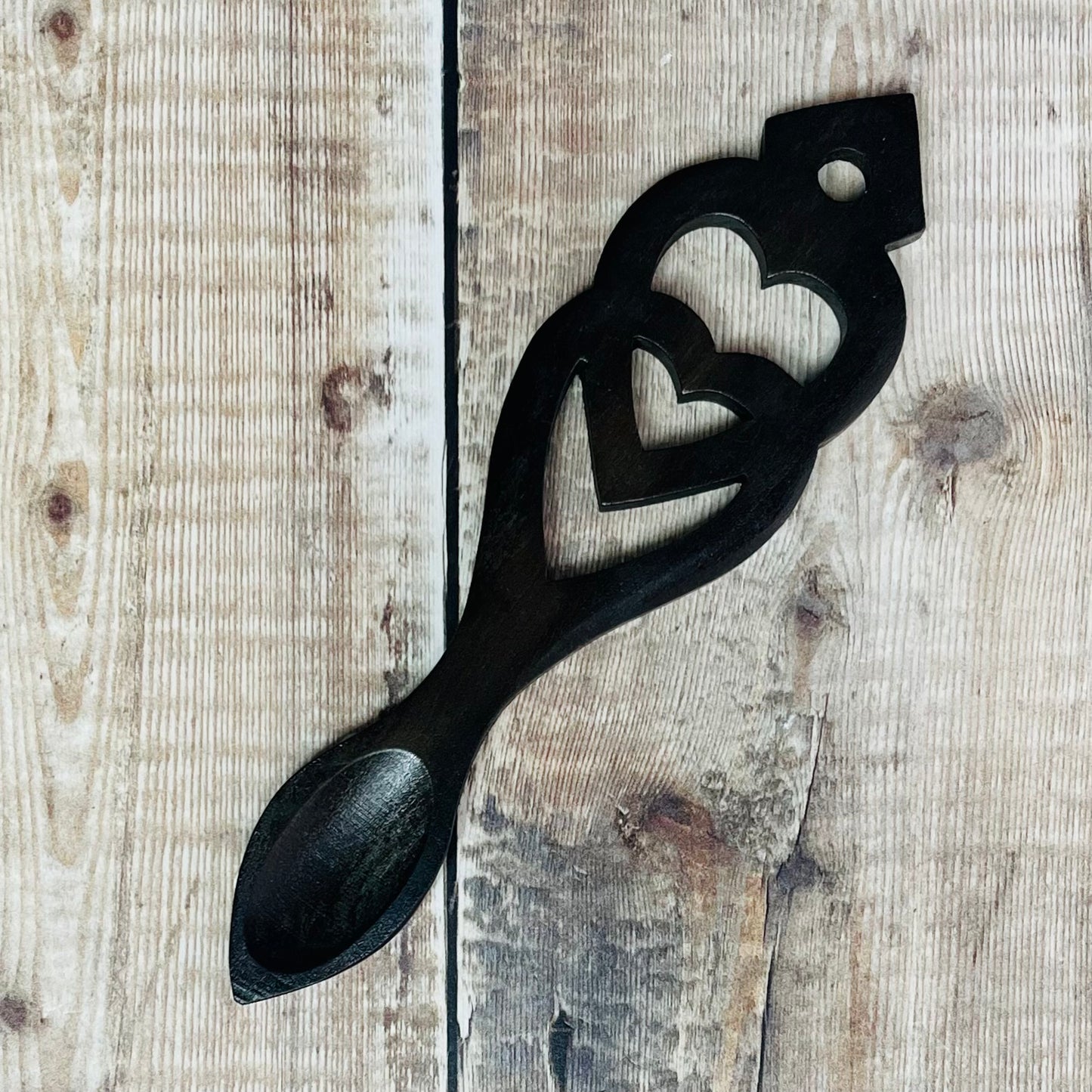 Large Overlapping Hearts Lovespoon - Dark Tone