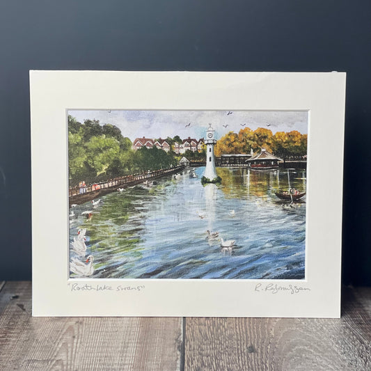 'Roath Lake Swans' Welsh Art Print
