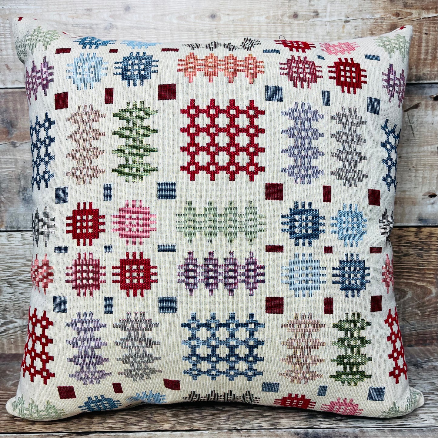 Square Cream Tapestry Print Cushion