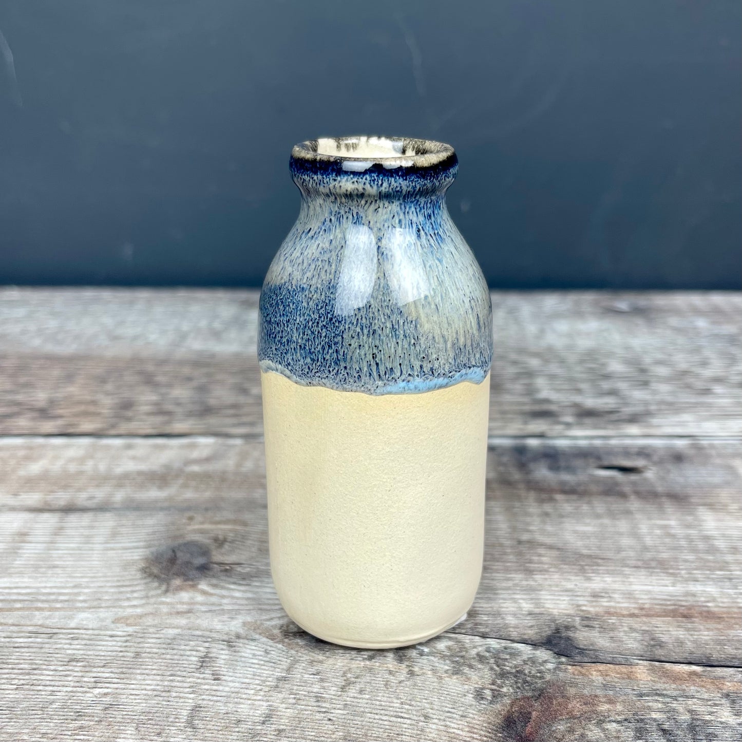 Glosters Handmade Stormy Seas Milk Bottle Vase