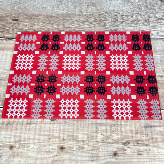 Red Tapestry Glass Chopping Board