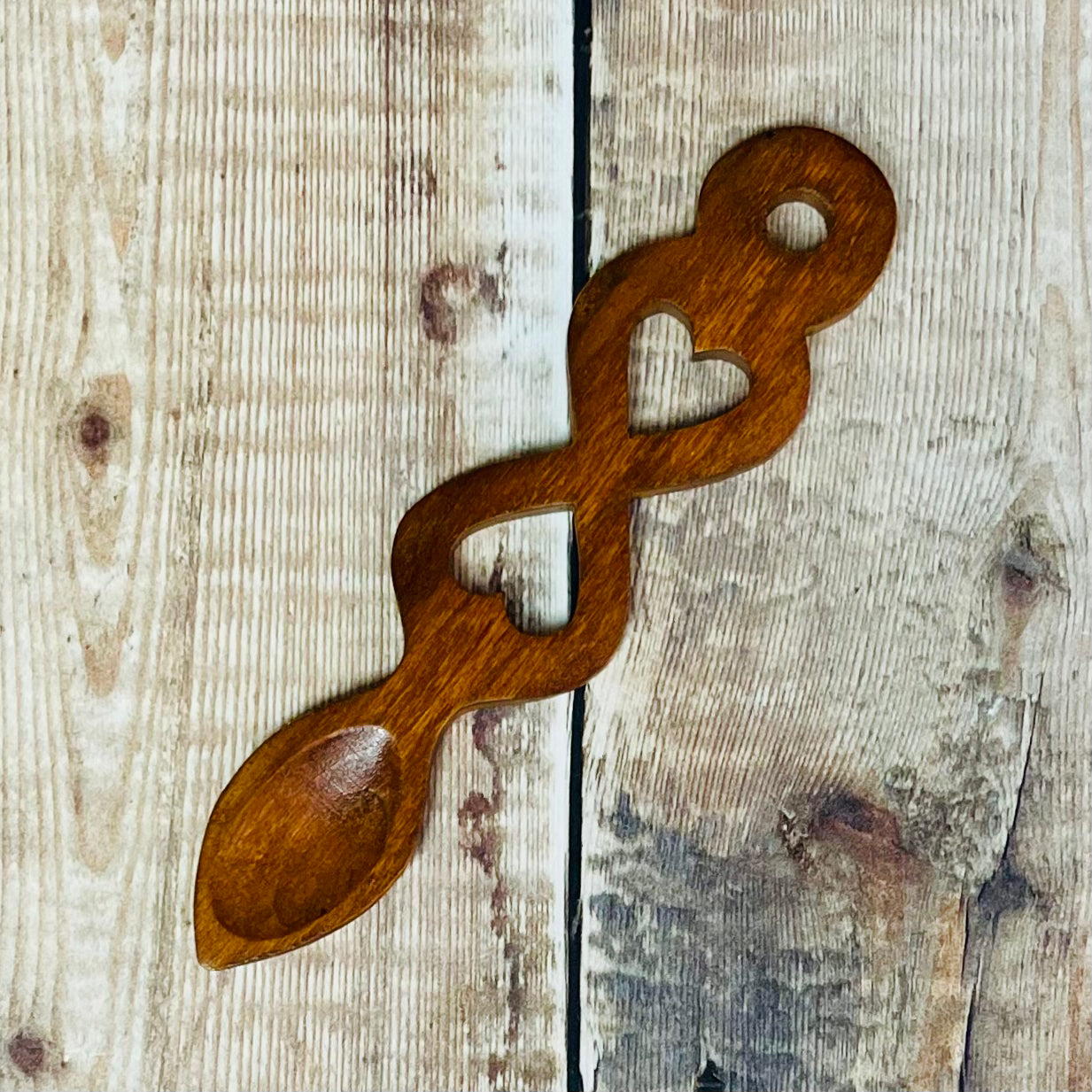 Small Heart Reflection Lovespoon - Medium Tone