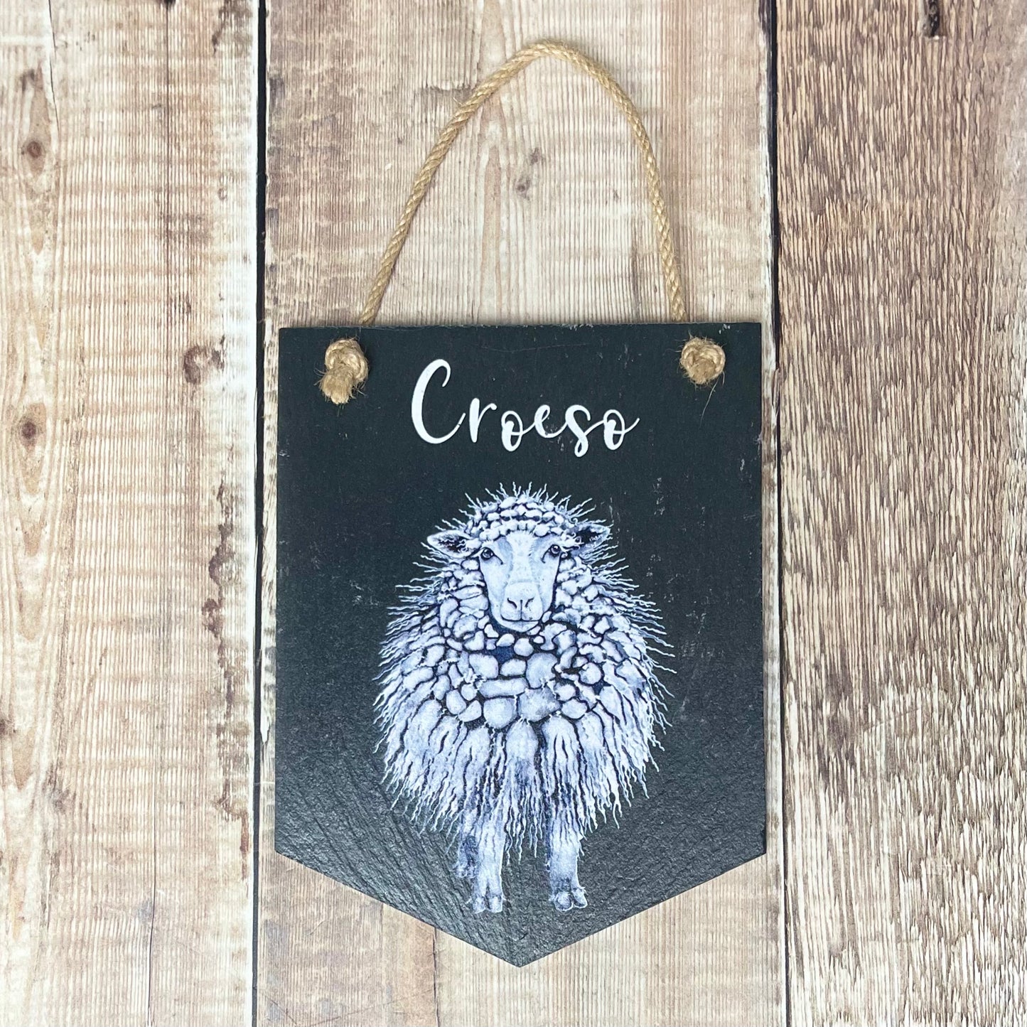 Croeso Slate Sheep Pennant