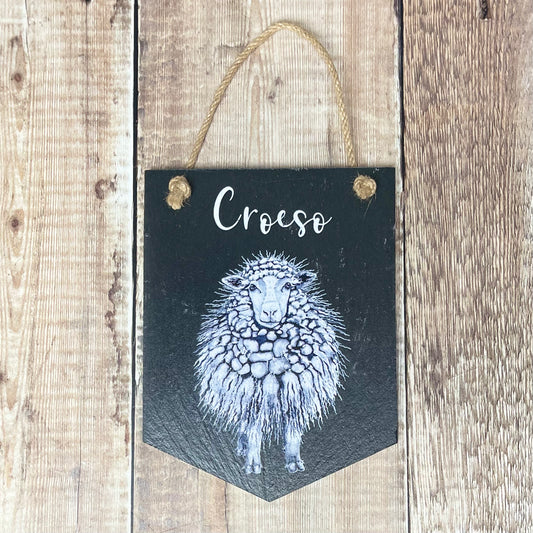 Croeso Slate Sheep Pennant