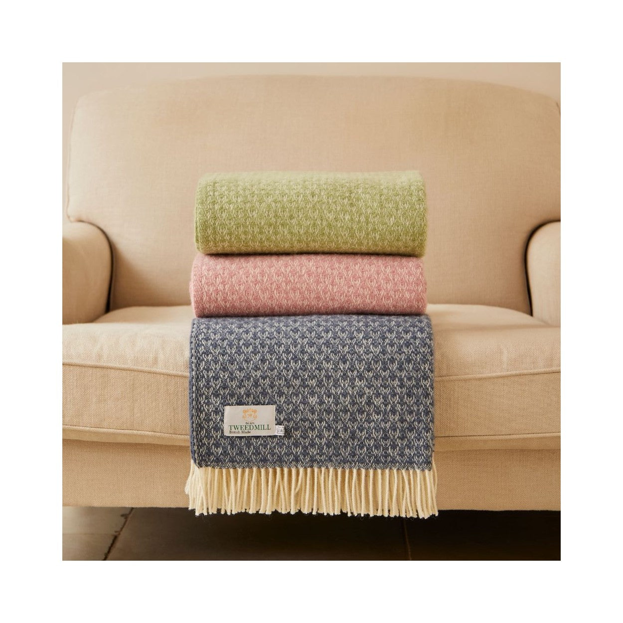 Isobel Crescent Fern Welsh Blanket by Tweedmill