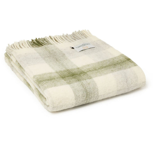 Olive Meadow Check Throw By Tweedmill