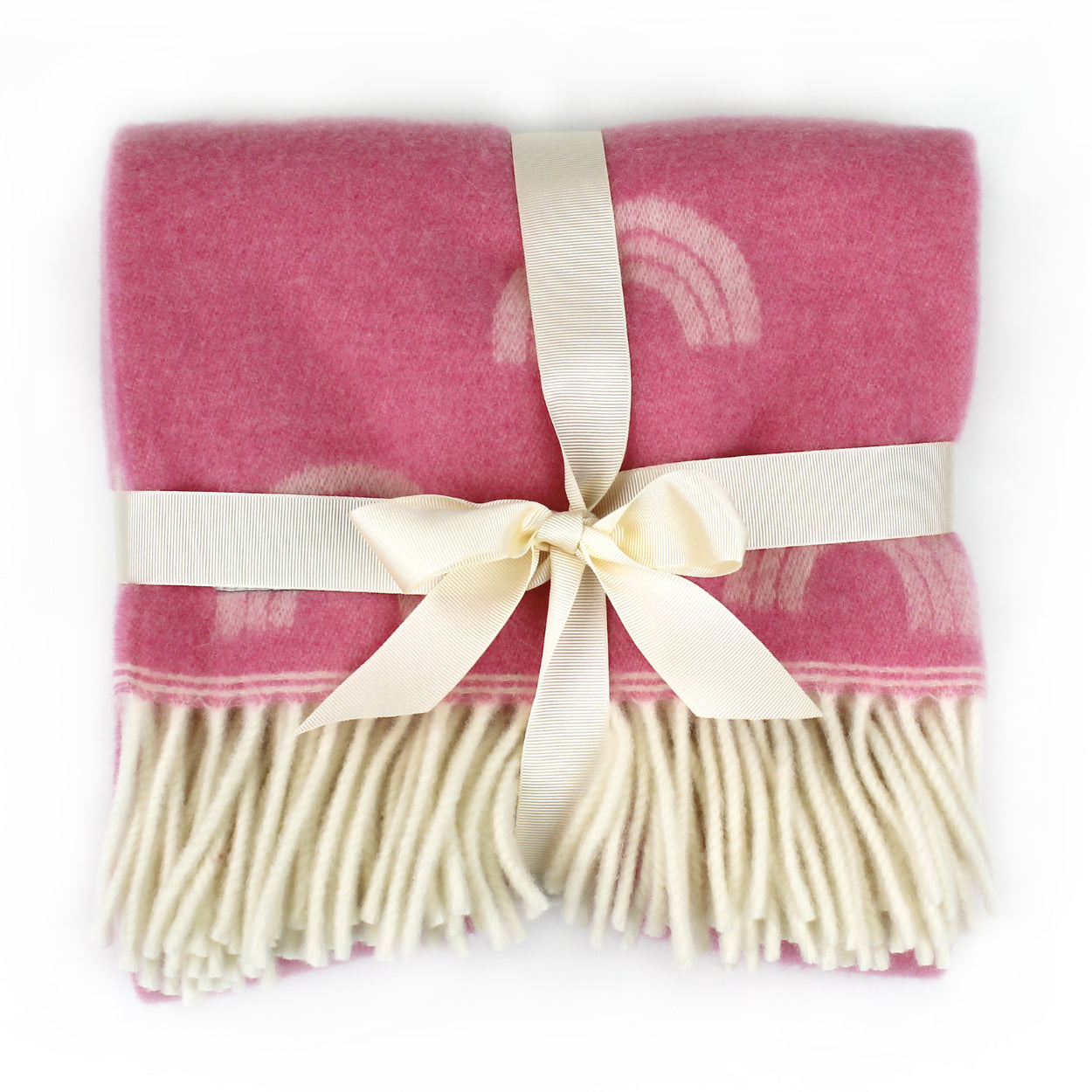 Merino Pink Rainbow Baby Blanket by Tweedmill