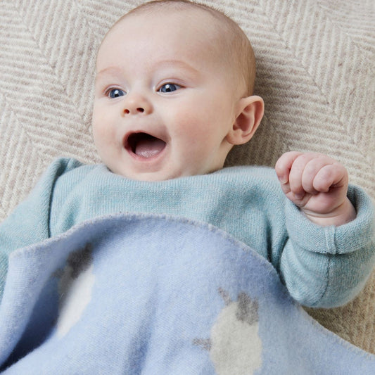 Merino Blue Sheep Baby Blanket by Tweedmill