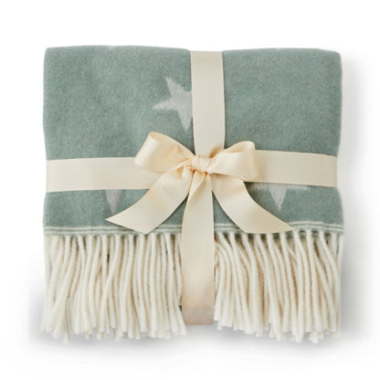Merino Green Star Baby Blanket by Tweedmill