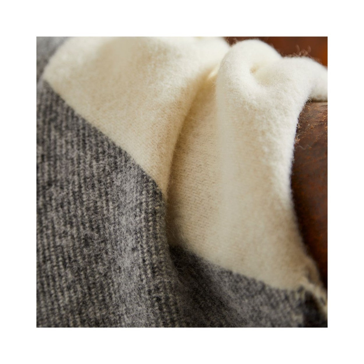 Charcoal and Cream Moorland Welsh Blanket by Tweedmill