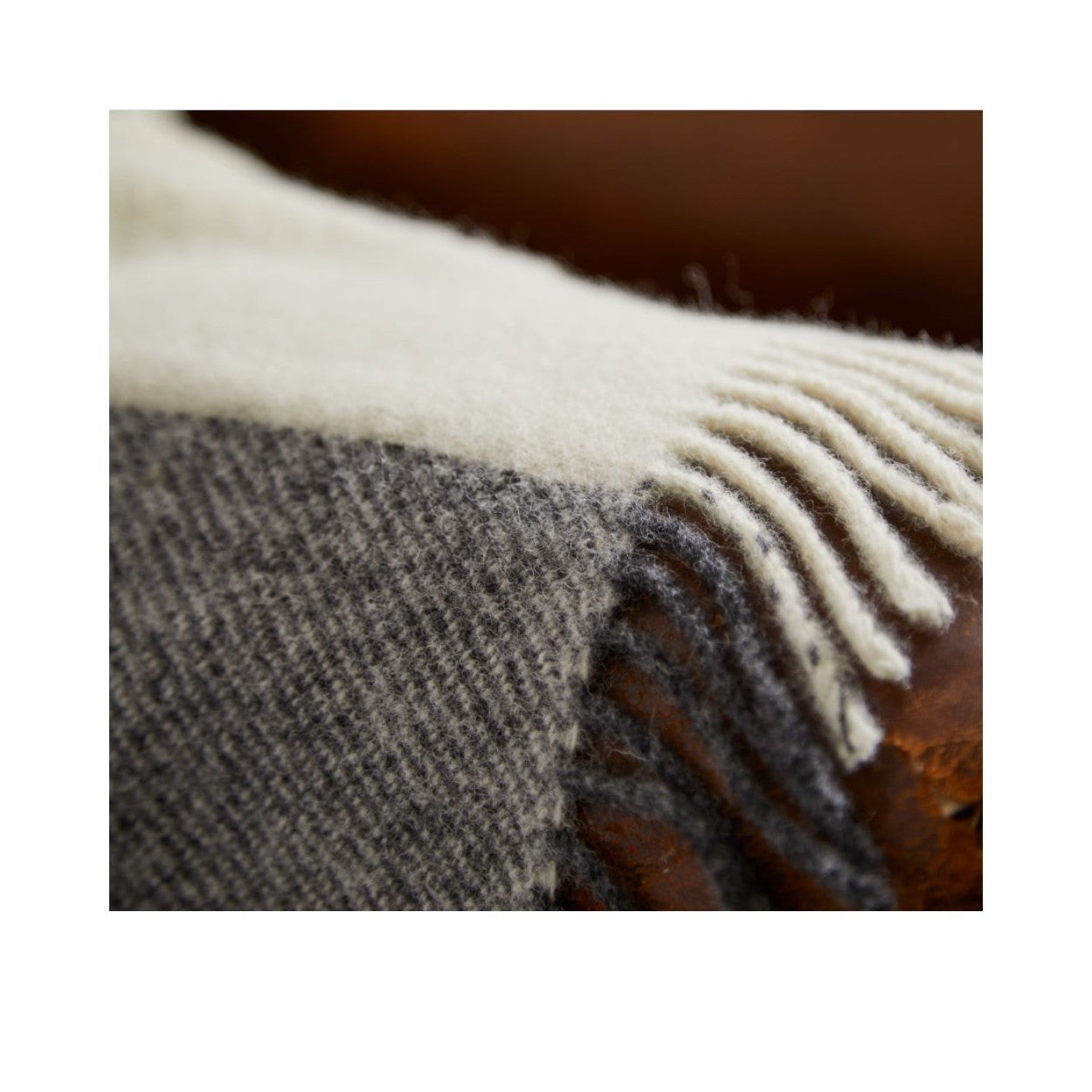Charcoal and Cream Moorland Welsh Blanket by Tweedmill