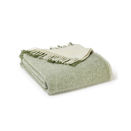 Olive and Cream Moorland Welsh Blanket by Tweedmill